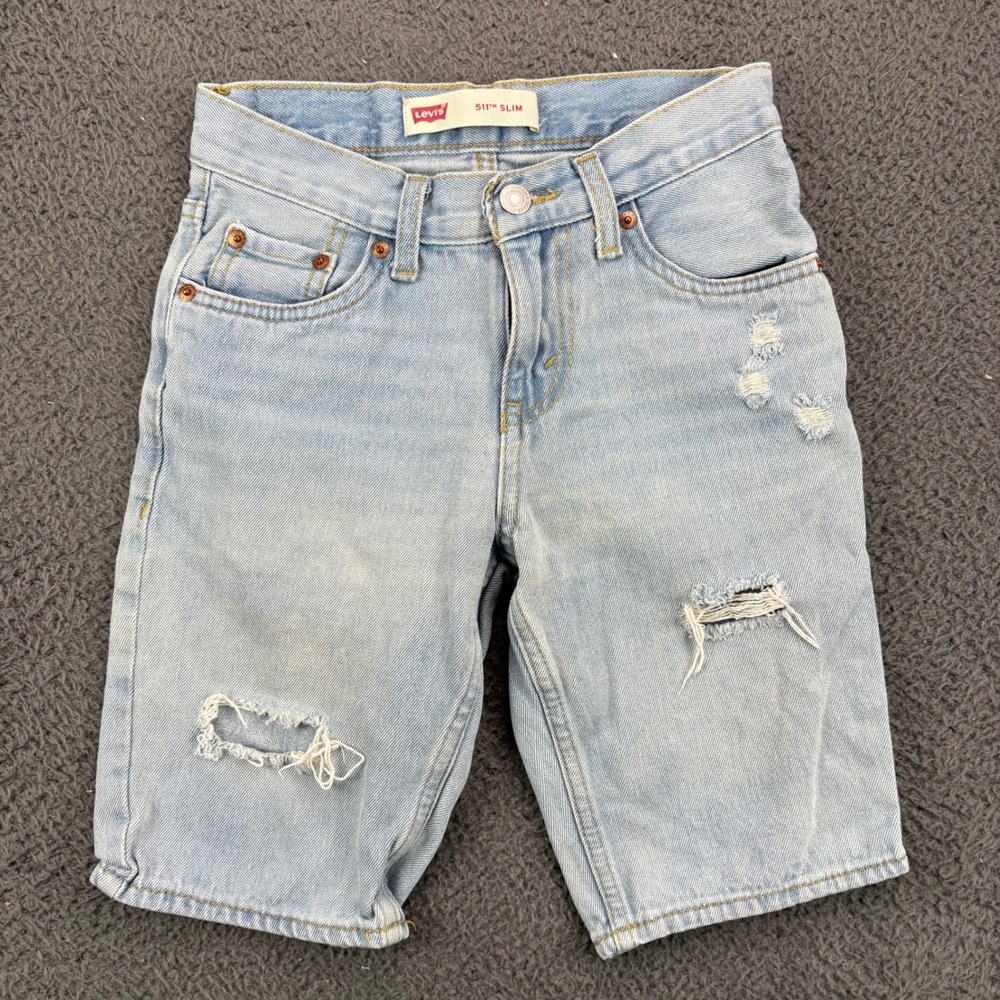 Levis 511 Slim Fit Distressed Denim‎ Shorts Light Wash Size 10 Regular 25W